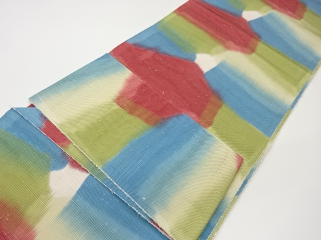  手織り紬抽象模様名古屋帯